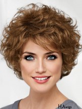 Comfortable Curly Brown Short 8inch Designed Classic Wigs