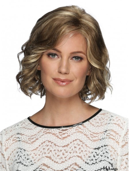 Lace Front 12 inch Wavy Blonde With Bangs Wigs