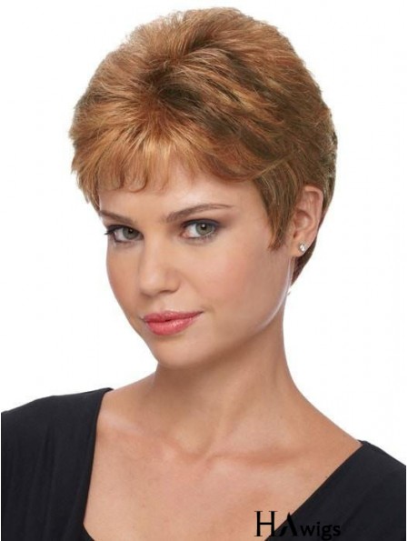 Boycuts Brown Straight 4 inch Ladies Capless Wigs