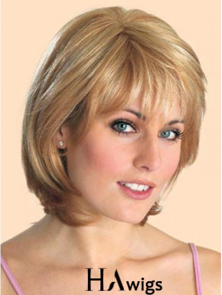Cheap Synthetic Lace Front Wigs Straight Style Blonde Color Chin Length