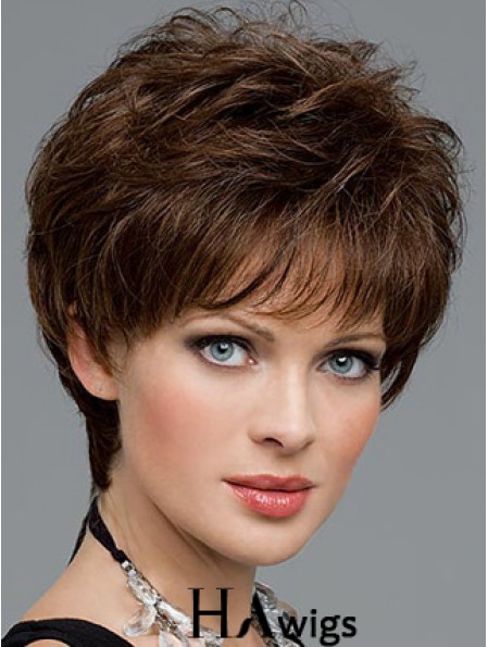 Brown Wavy Short Boycuts Lace Front Cheap Wig UK