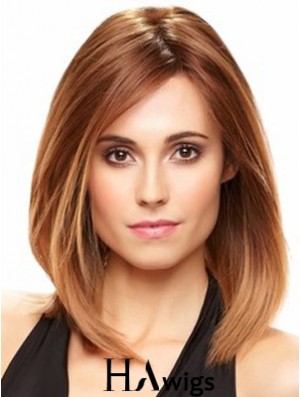 Straight Without Bangs Shoulder Length Auburn Exquisite Lace Front Wigs