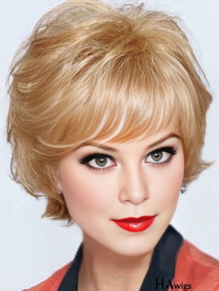 Best Blonde Short Wavy Classic Monofilament Wigs