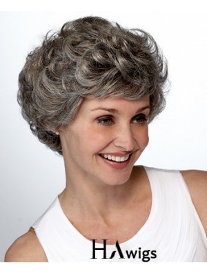 Synthetic Short Curly Lace Front Elderly Lady Wigs