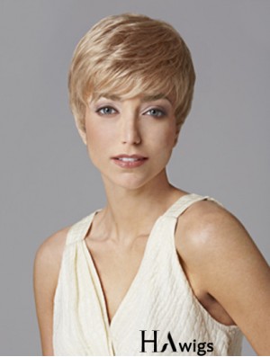 Fashionable 5 inch Straight Blonde Boycuts Short Wigs