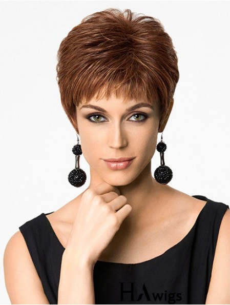 Designed 4 inch Straight Auburn Boycuts Short Wigs