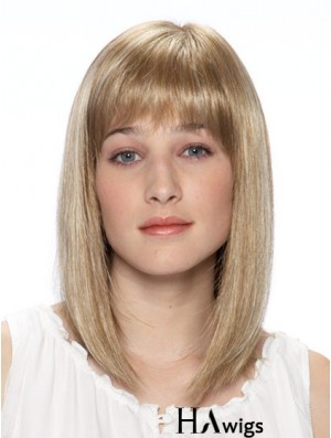 14 inch Blonde Straight Bobs Shoulder Synthetic Lace Front Wig