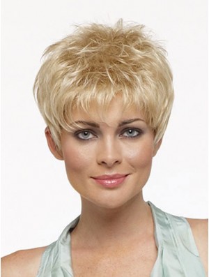 Cropped Boycuts Straight Blonde Online Synthetic Wigs