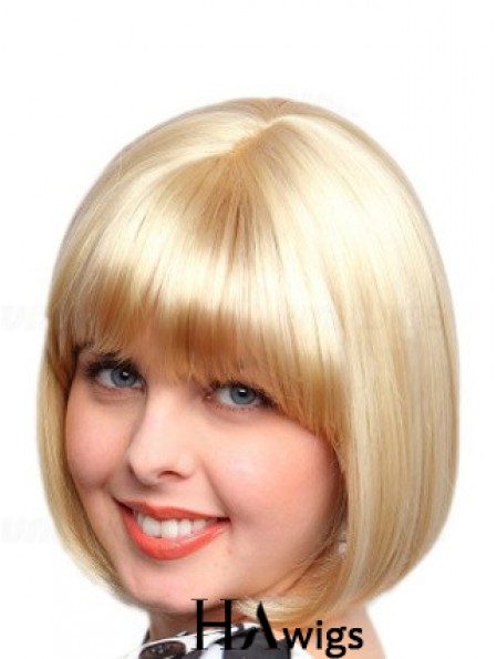 Chin Length Bobs Straight Blonde Affordable Synthetic Wigs