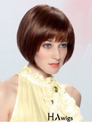 Straight Chin Length Auburn 10 inch Lace Front Durable Bob Wigs