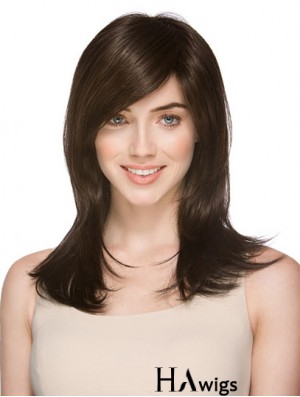 Very Cheap Synthetic Wigs Layered Cut Straight Style Brown Color