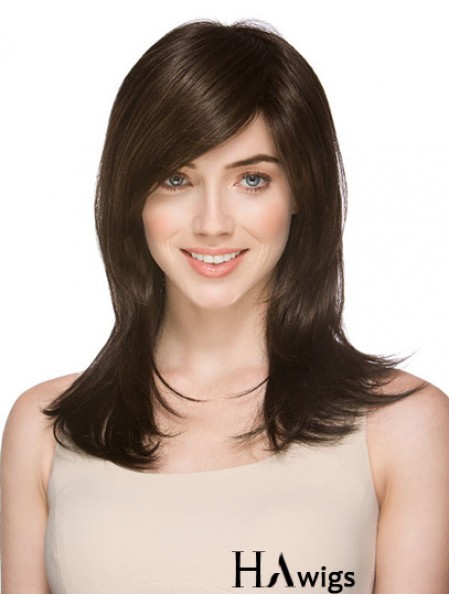 Very Cheap Synthetic Wigs Layered Cut Straight Style Brown Color