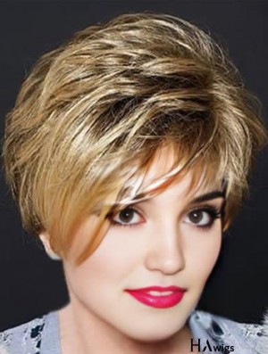 Blonde Cropped Wavy Layered Capless Wig