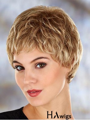 Modern 4 inch Wavy Blonde Boycuts Short Wigs