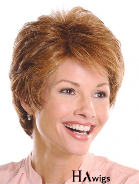 Top 5 inch Wavy Brown Layered Short Wigs