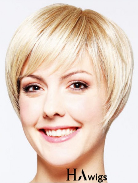 Hairstyles 8 inch Straight Blonde Layered Short Wigs