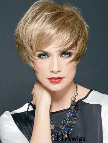Straight Layered Cropped Discount Blonde Synthetic Wigs