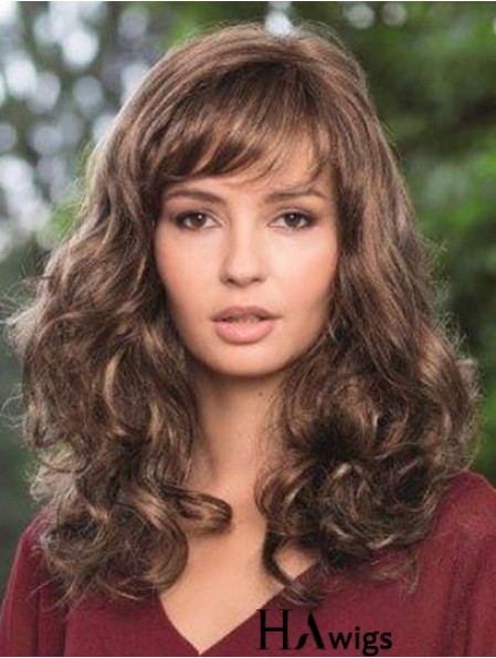 Synthetic Lace Wig Brown Color Wavy Style Long Length Boycuts