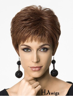 Straight Boycuts 6 inch Auburn Fashionable Synthetic Wigs