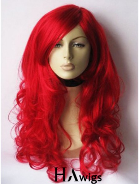 Wavy With Bangs Lace Front Gorgeous 22 inch Red Long Wigs