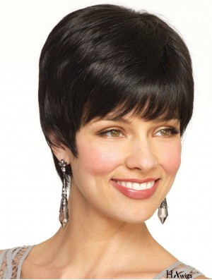 Boycuts Cropped Black Straight Flexibility Petite Wigs