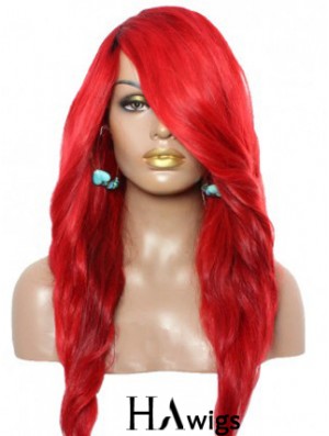 Wavy With Bangs Lace Front Amazing 22 inch Red Long Wigs