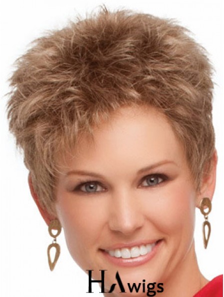 Cropped Boycuts Wavy Blonde Suitable Synthetic Wigs