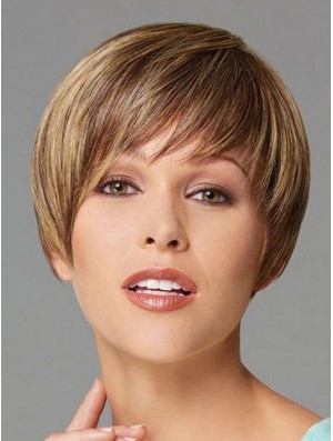 Cropped Boycuts Straight Blonde Designed Synthetic Wigs