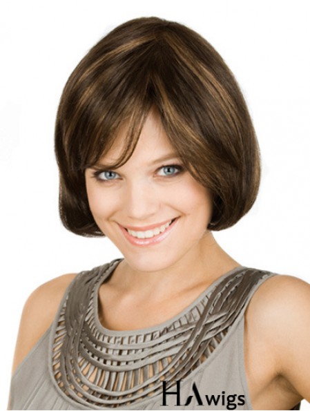 Chin Length Brown Flexibility 10 inch Wavy Bob Wigs