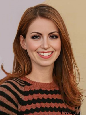 Auburn Long Straight Without Bangs Lace Front 19 inch  Wigs