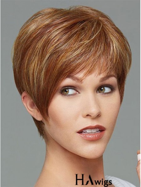 Cropped Boycuts Straight Brown Stylish Synthetic Wigs