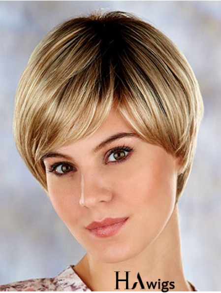 Sassy 7 inch Straight Blonde Layered Short Wigs