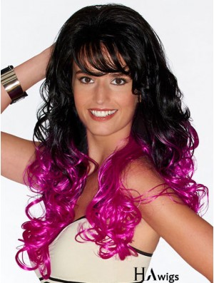Curly Suitable 22 inch Ombre/2 Tone With Bangs Long Wigs