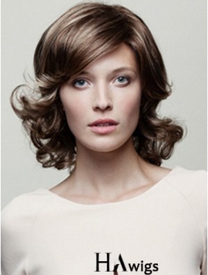 Classic Brown Wavy Chin Length 10 inch Top Medium Wigs