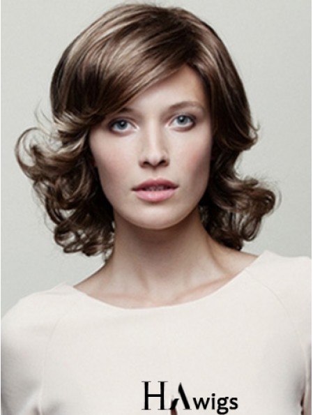 Classic Brown Wavy Chin Length 10 inch Top Medium Wigs