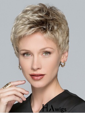 Boycuts Blonde Synthetic Straight 3 inch Short Hair Wigs