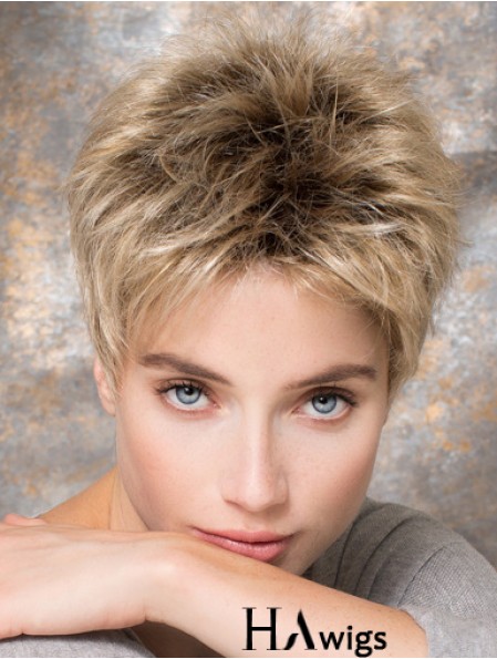 4 inch Blonde Synthetic Boycuts Straight Short Hair