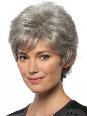 Great Short Wavy 8 inch Capless Cheap Grey Wigs