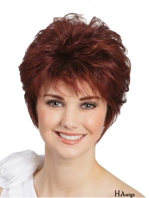 Monofilament Red 8 inch Wavy Classic Wigs For People With Cancer