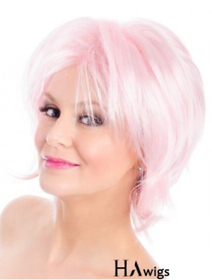 Straight Bobs Pink 8 inch Capless Wig Fashion