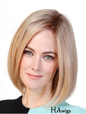 Straight Bobs Blonde 11 inch Monofilament Cancer Patient Wigs