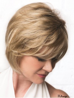 Monofilament Blonde 10 inch Wavy Bobs Cancer Wigs For Women