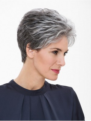 Natural Capless 7 inch Short Synthetic Straight Grey Wig
