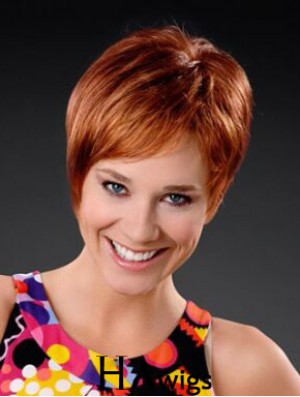 Copper Short Synthetic 8 inch Straight Boycuts Front Lace Wig