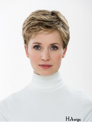 Durable Synthetic Capless 4 inch Boycuts Straight Blonde Short Wig Canada