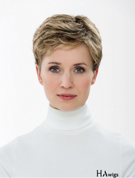Durable Synthetic Capless 4 inch Boycuts Straight Blonde Short Wig Canada