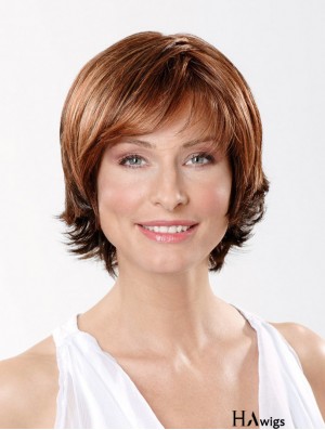 10 inch Straight Copper Synthetic Chin Length Lace Front Fashion Bob Wigs