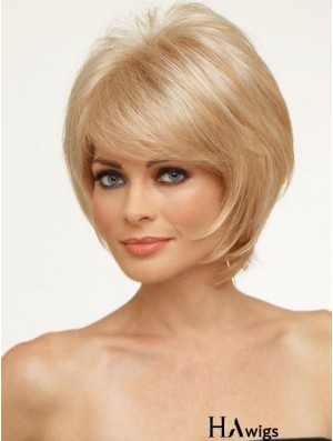 Copper With Bangs Straight 8 inch Chin Length Monofilament Hair Topper