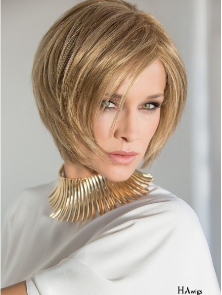 Blonde 8 inch Straight Layered 100% Hand Tied Wigs