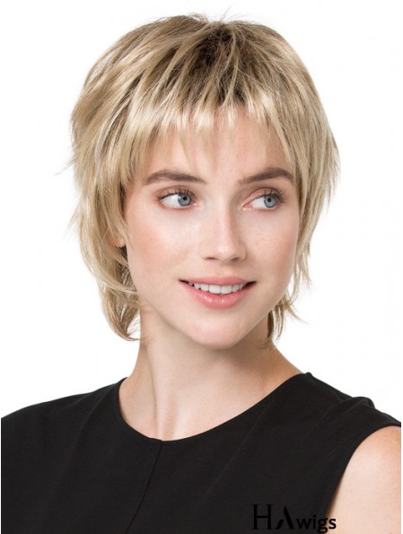 6 inch Convenient Straight Boycuts Blonde Short Wigs